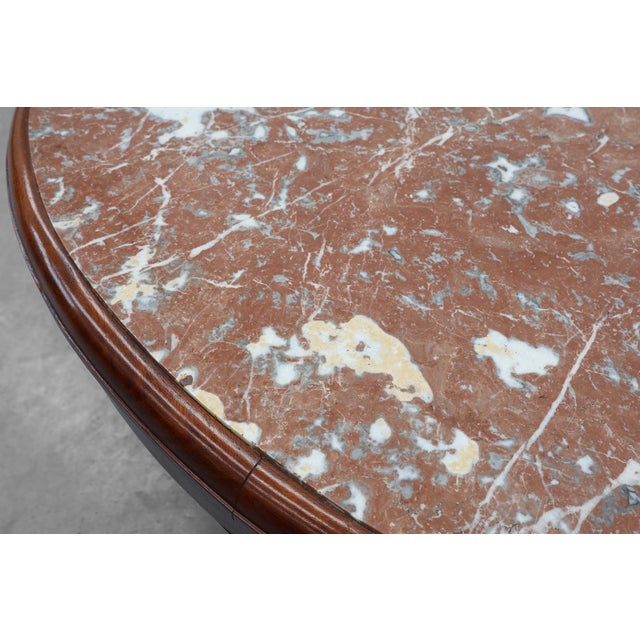 Art Deco Oval Side Table in Walnut with Marble Top from De Coene, Belgium, 1925 For Sale - Image 12 of 13
