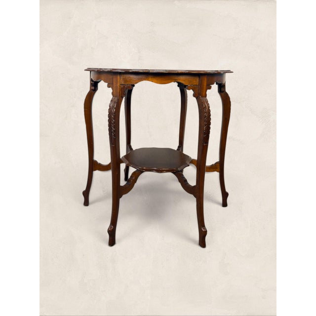 1920s Antique English Oak Pie Crust Occasional Table For Sale - Image 5 of 8
