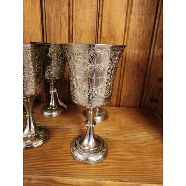 1970s 1970s Set if 12 Silver Plate Wine Goblets For Sale - Image 5 of 6