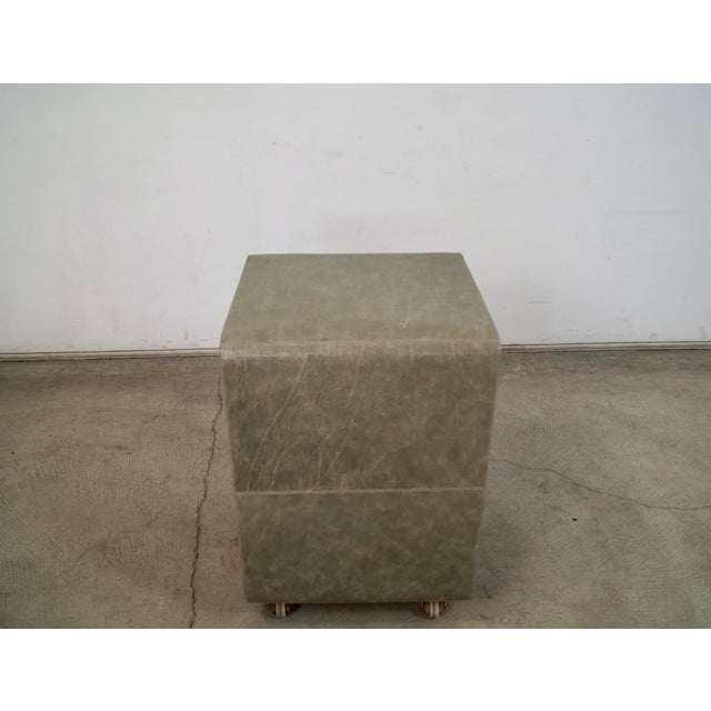 Green Made Goods Leather Nightstand on Brass Casters For Sale - Image 8 of 12