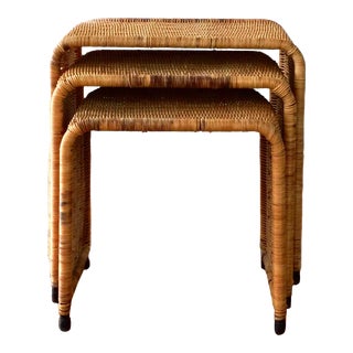 1960s Vintage Mid-Century Modern Franco Albini Style, Waterfall Nesting Tables - Set of 3 For Sale