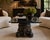 Mid 20th Century Italian Sculptural Ebonized Cocktail Table With Floating Glass Top For Sale - Image 4 of 4
