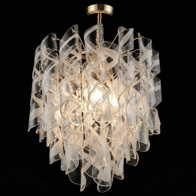 Mid-Century Modern Murano Glass Spiral Cascade Torciglioni Chandelier, 1970s For Sale - Image 3 of 4