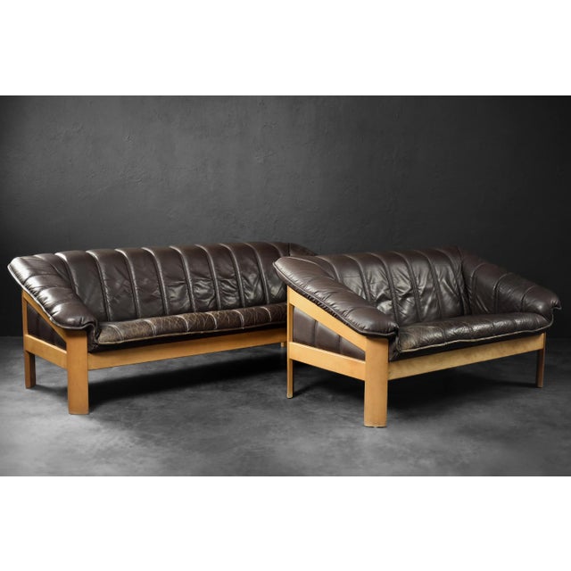 Vintage Mid-Century Modern Danish Brown Leather 3-Seater Sofa, 1970s For Sale - Image 17 of 18