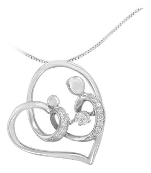 .925 Sterling Silver 1/6 cttw Diamond Heart Pendant Necklace