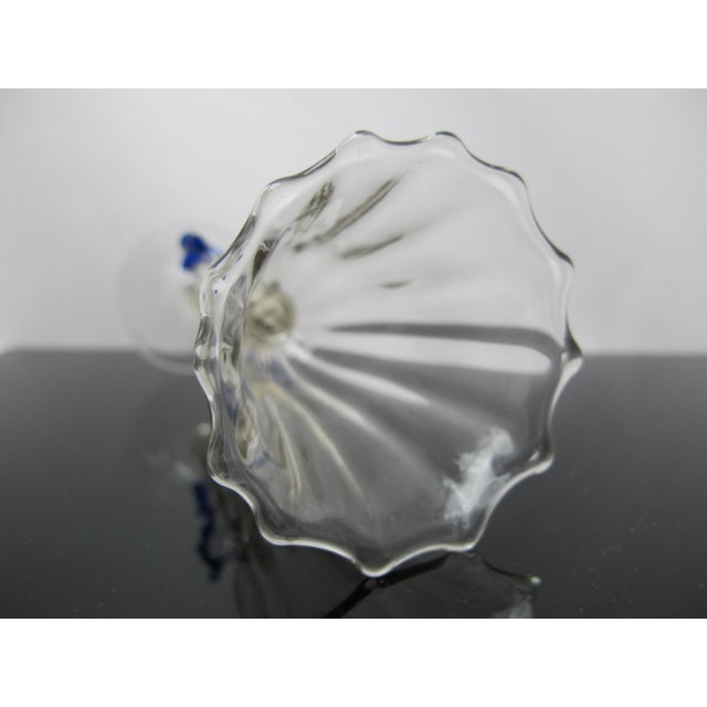 Italian Venetian Hand Blown Art Glass Decorative Tipetto Wine Goblet With Blue Wings For Sale - Image 3 of 8