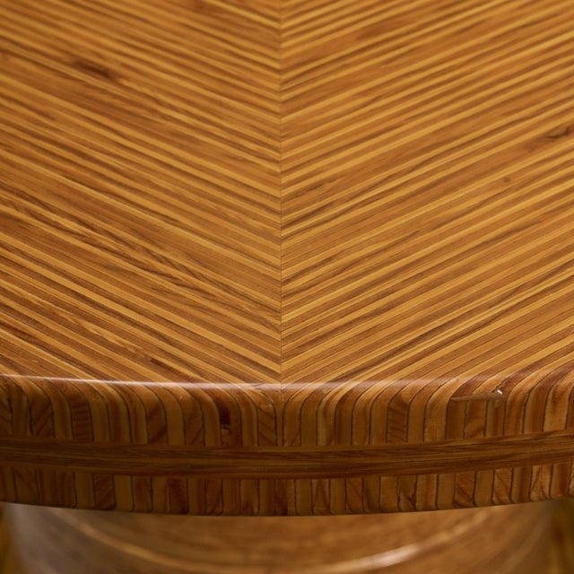 Pentagono Round Center Table in Layered Plywood by Pino Pedano, Italy, Late 1970s For Sale - Image 6 of 8