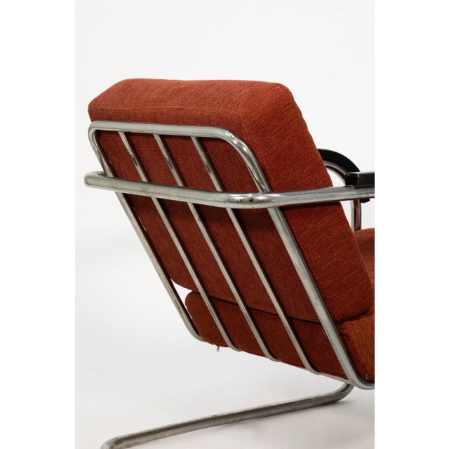1930s Bauhaus / Thonet Style Pair of Armchairs C. 1930s Tubular Steel With Red-Brown Upholstery For Sale - Image 5 of 8