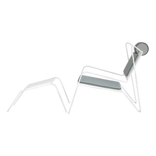 Set of White Capri Easy Lounge Chair with Cushions and Ottoman by Cools Collection For Sale