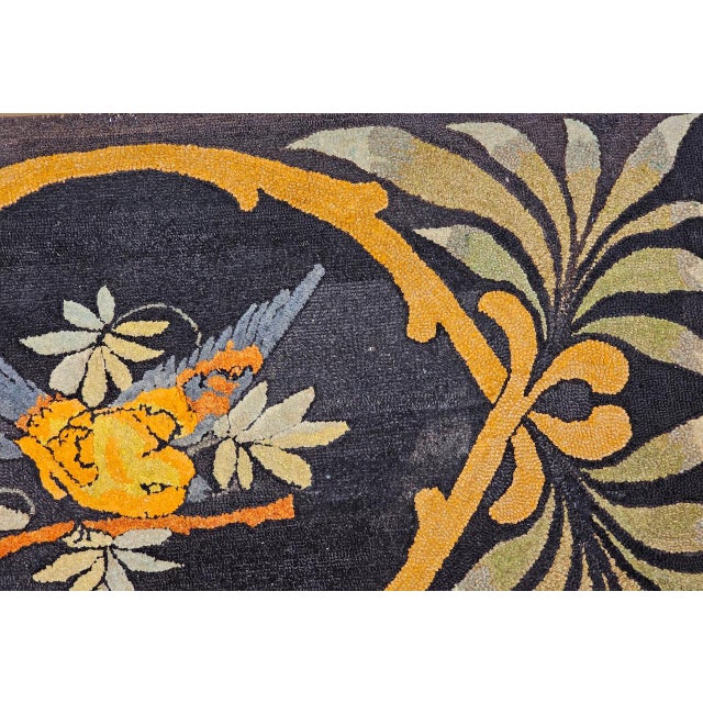 Vintage American Hand Hooked Rug, Bird on a Tree Branch Design, Folk Art Tapestry, 3x5 For Sale - Image 10 of 15