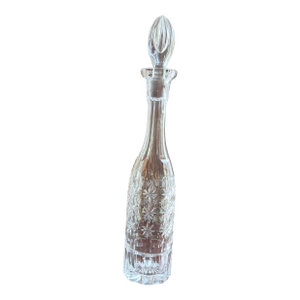 Antique American Brilliant Cut Glass Decanter Hobstar Pattern Crystal With Stopper