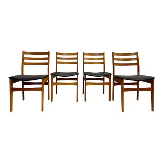 Mid Century Modern Teak Dining Chairs by Nordic Furniture, Set of 4 For Sale