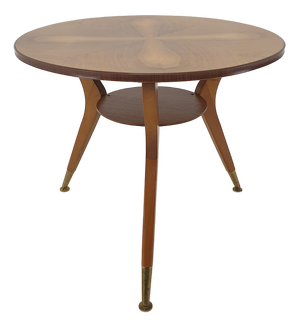 Italian Wooden Coffee or Side Table with Brass Feet, 1960s