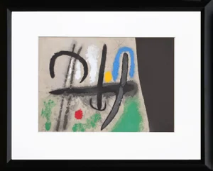 "Cartones 16: Oiseau Dans Un Paysage" Framed Lithograph by Joan Miro
