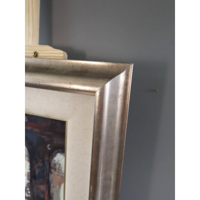 1990 Modernist 'Light Through the Arches' Vintage Original Interior Oil Painting, Framed For Sale - Image 4 of 11