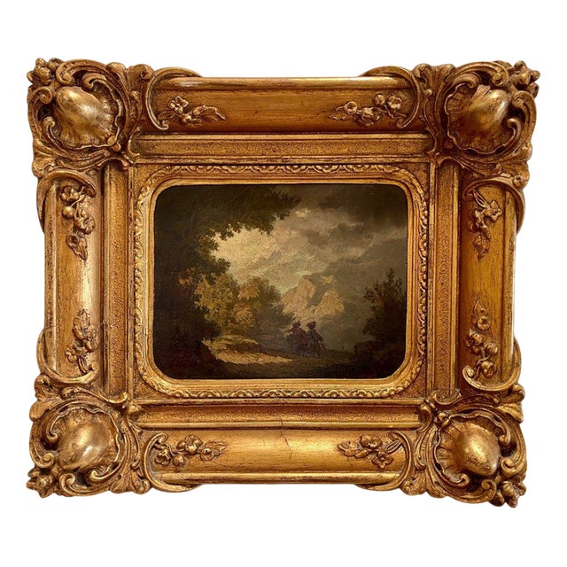 Mountainous Landscape, 1800s, Small Oil on Panel For Sale