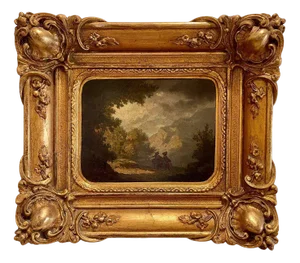 Mountainous Landscape, 1800s, Small Oil on Panel