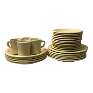 Vintage 27- Piece Eclectic Gibson Housewares Mixed-Brand Yellow Dinnerware