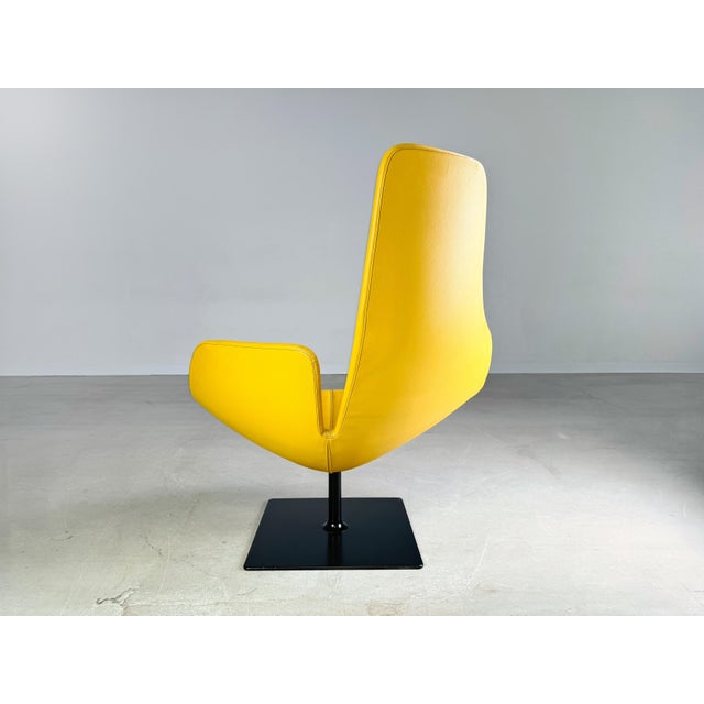 Moroso Swivel Leather Armchair inYellow from Patricia Urquiola For Sale - Image 5 of 10