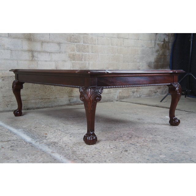 1994 Thomasville Flame Mahogany Chippendale Ball Claw Coffee Table