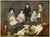 A vintage period offset lithograph, full-color print, after painting "Le Dejeuner sur l'herbe de la Famille Soler" (Lunch...