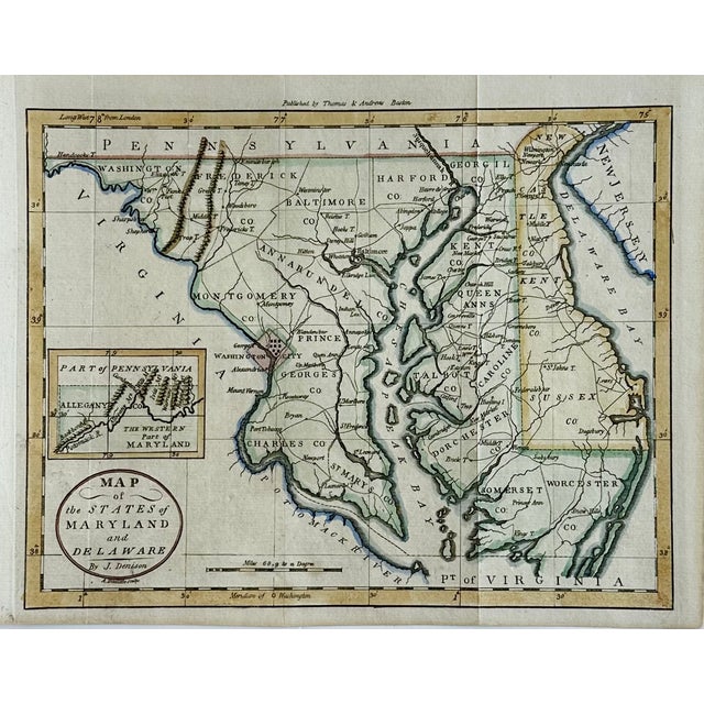 Maryland & Delaware Map by Morse, Circa 1796 For Sale - Image 4 of 5