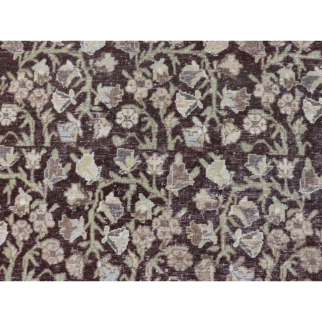 Textile Antique Sultanabad Mahal Rug With Rich Brown and Geometric Patterns For Sale - Image 7 of 10