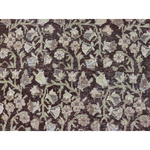 Textile Antique Sultanabad Mahal Rug With Rich Brown and Geometric Patterns 4'2 X 5'7 For Sale - Image 7 of 10