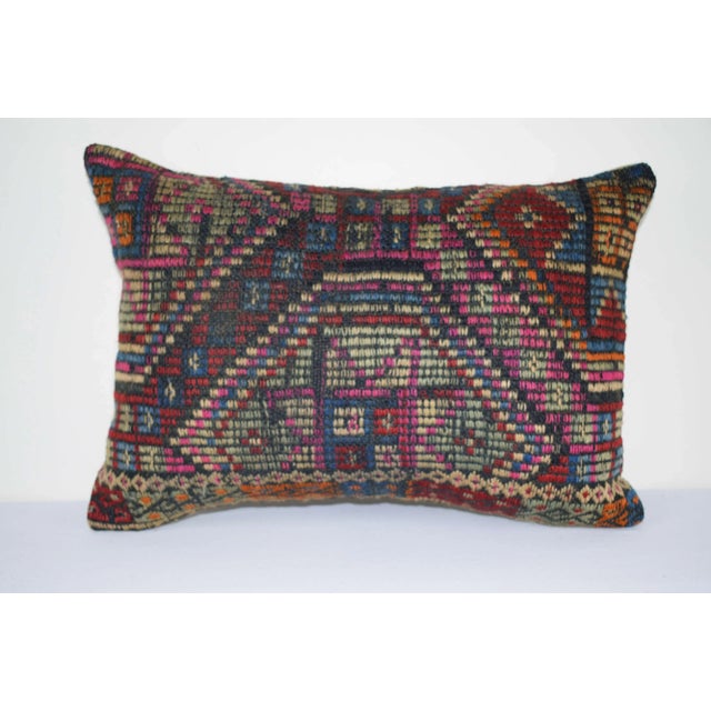 1990s Vintage Hand Embroidered Turkish Pillow, Ethnic Farm 14'' X 20'' (35 X 50 Cm) For Sale - Image 5 of 5