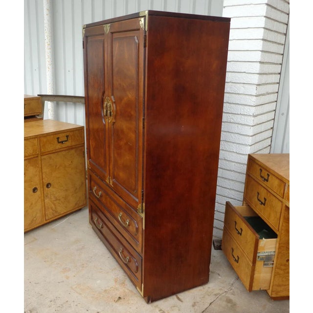 Wood Mid 20th Century Bernhardt Chin Hua Campaign Armoire For Sale - Image 7 of 10