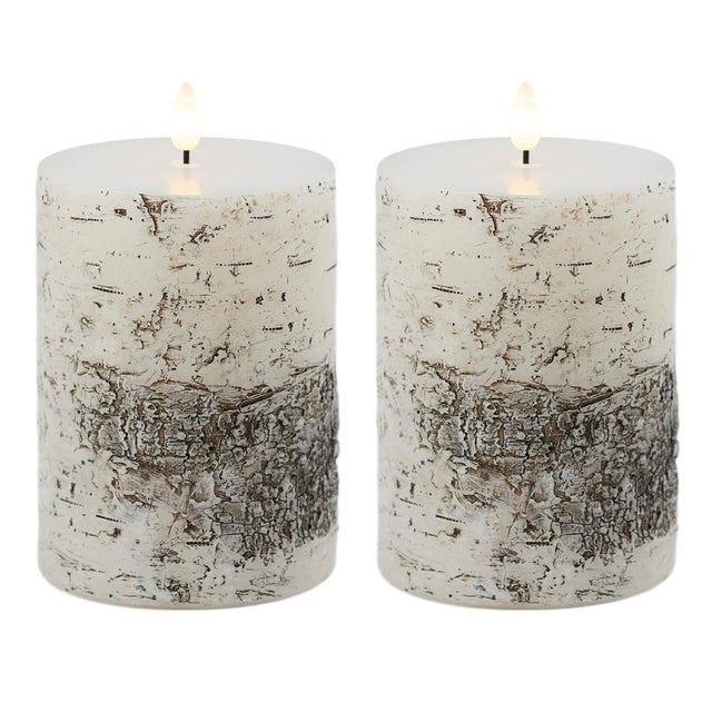 2020s FIA Wick Birch Design Pillar Candle (Set of 2) For Sale - Image 5 of 5