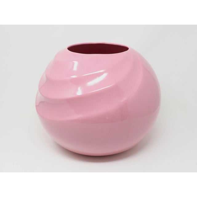 Vintage Large Haeger Pottery Pink Postmodern Sphere Vase For Sale - Image 10 of 11