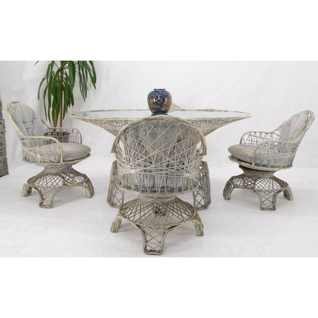 Russel Woodard Spun Fiberglass Oval Racetrack Dining Table 4 Chairs Outdoor Set For Sale - Image 18 of 18