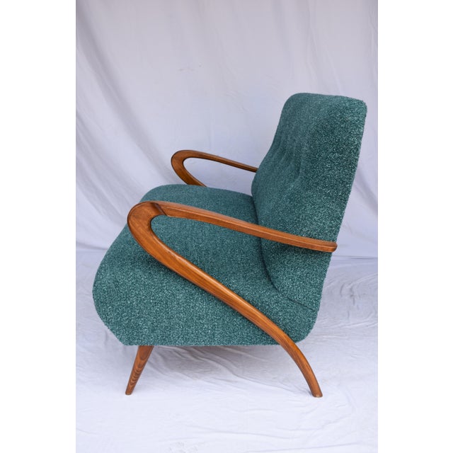 Green Italian Mid-Century Settee - Sofà Carlo Mollino Style in Teal Green For Sale - Image 8 of 12