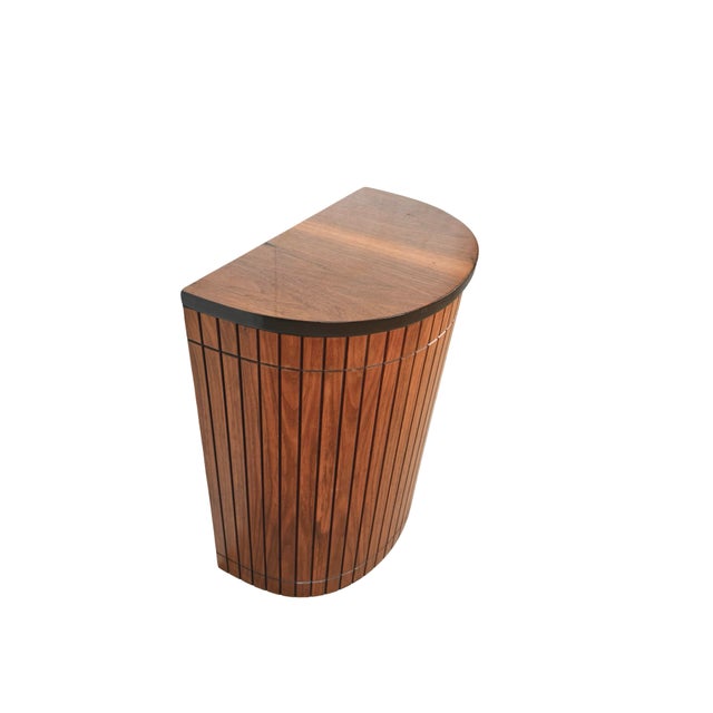 Mid-Century Modern Vintage Mid-Century Modern Slatted Wood Hamper, Slatted Laundry Basket For Sale - Image 3 of 14