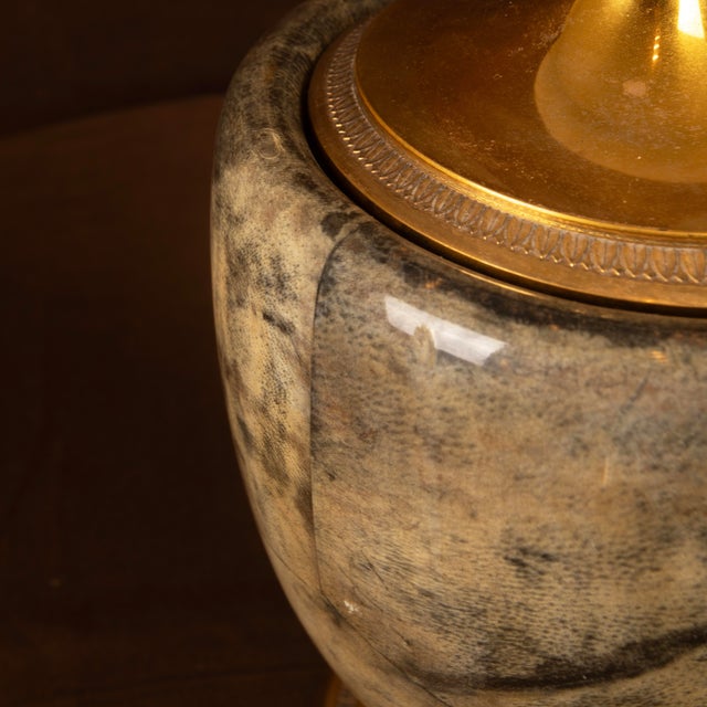 Grey Parchment and Brass Thermos Glacette by Macabo for Cusano Milanino, Italy, 1950 For Sale - Image 14 of 17