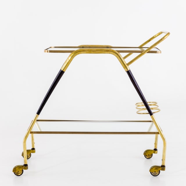 Wood Italian Mid Century Modern Bar Cart For Sale - Image 7 of 18