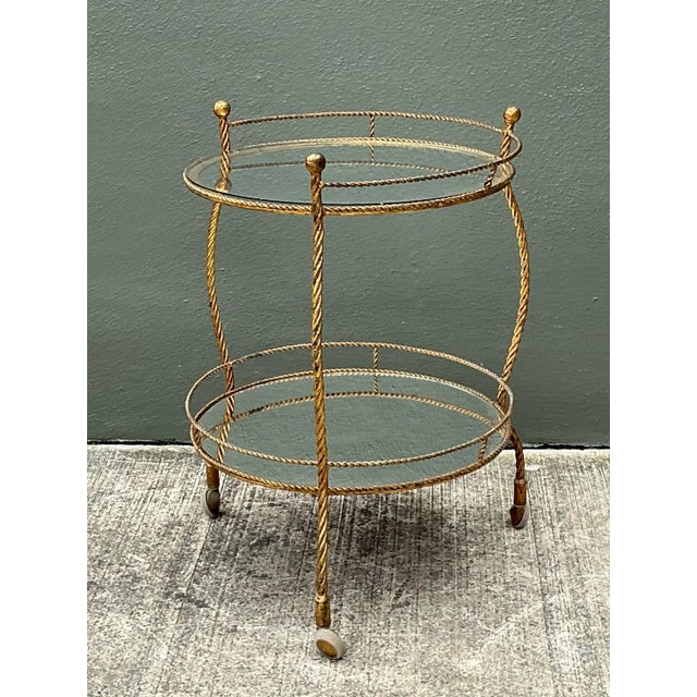 Mid 20th Century Vintage Regency Gilt Twisted Bar Cart For Sale - Image 9 of 12
