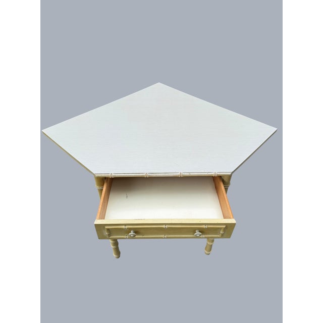 Yellow Corner Desk and Chair Thomasville Allegro Faux Bambo 1966 For Sale - Image 8 of 18