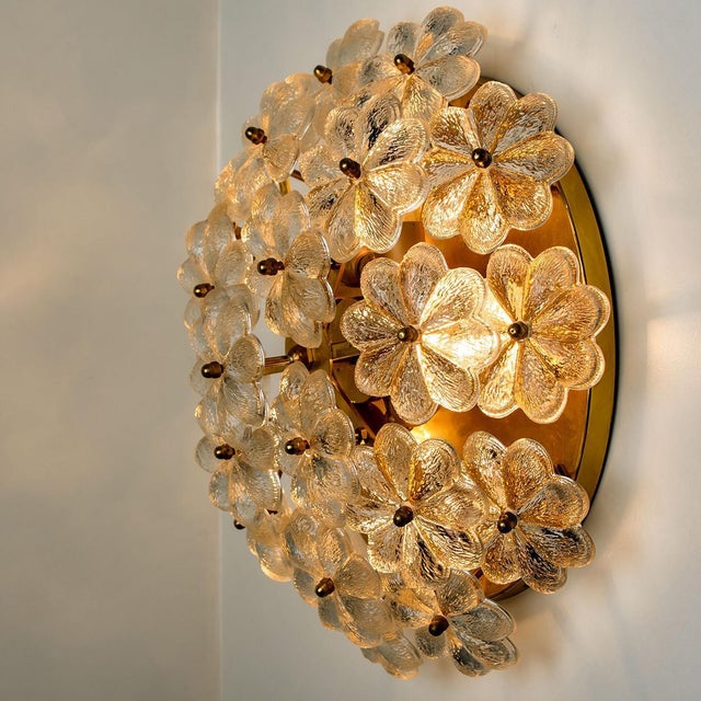 Metal Glass and Brass Floral Wall Light by Ernst Palme, 1970s For Sale - Image 7 of 15