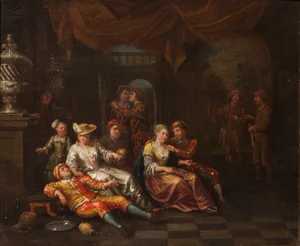 Hendrick Govaerts, Genre Scene, 17th-18th Century, Oil on Canvas