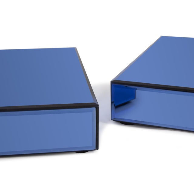 Wood Sapphire Set of 3 Mirrored Platforms For Sale - Image 7 of 9