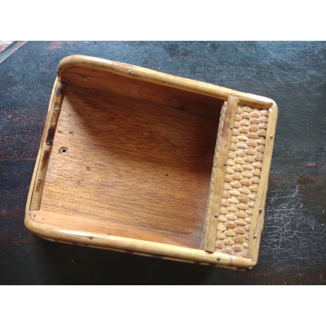 Mid-Century Modern 1960s Vintage Bamboo Rattan Note Pad Holder For Sale - Image 3 of 4