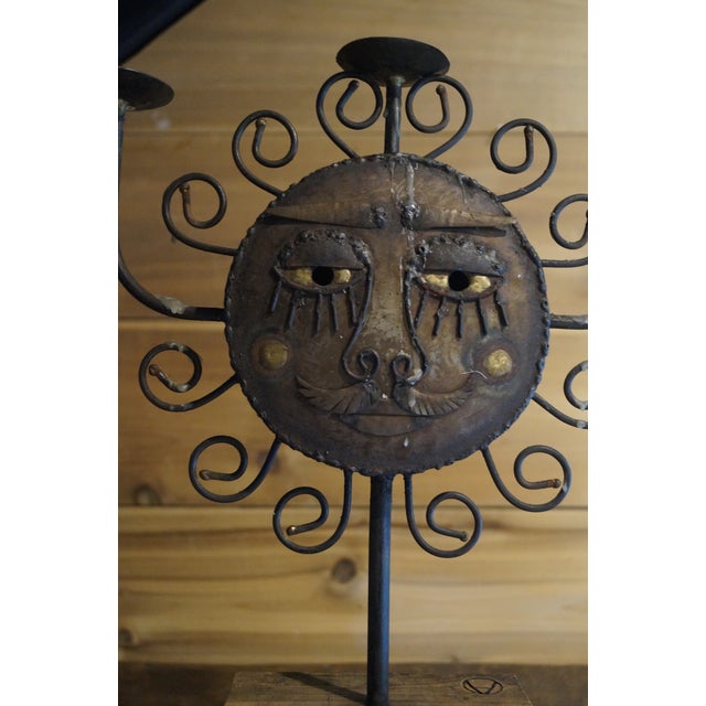 1960s Wrought Iron Sun and Moon Faces Candelabra For Sale In San Antonio - Image 6 of 9