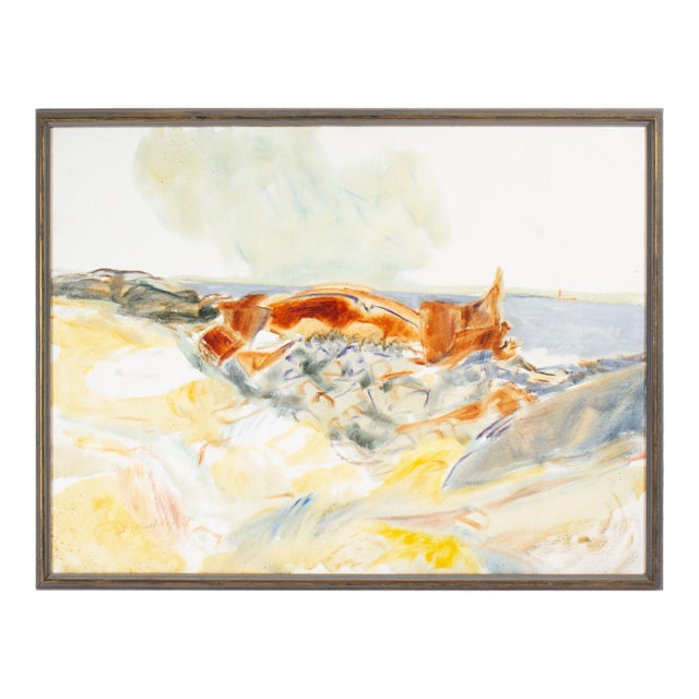1975 “Shipwrecked Hull” Oil on Canvas Painting by Fritz Kackley For Sale
