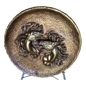 Gold Plaster Wild Spanish Horses Wall Medallion