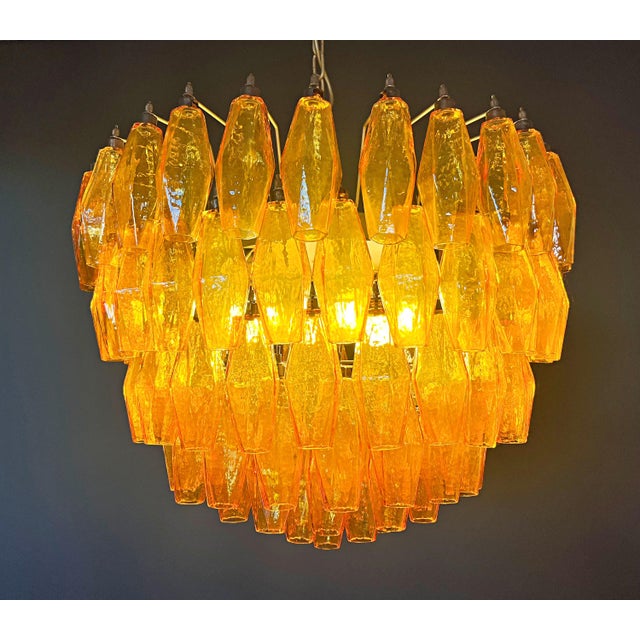 Vintage Murano Glass Chandelier with 111 Amber Poliedri, 1990s For Sale - Image 15 of 18