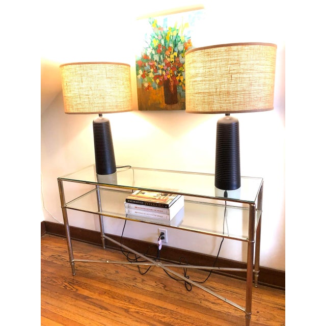 Vintage Nickel and Glass Fluted Console Table Chairish