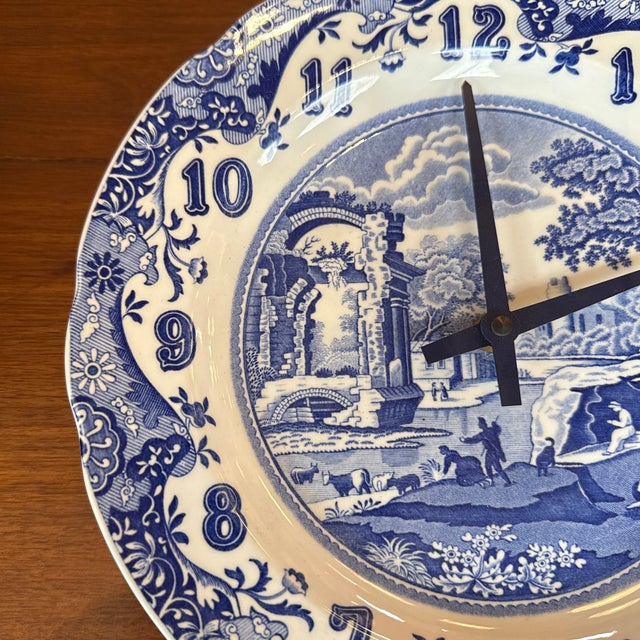 Design Plus Gallery presents a Vintage Italian Porcelain Plate Wall Clock by Spode. The scalloped ceramic plate displays...