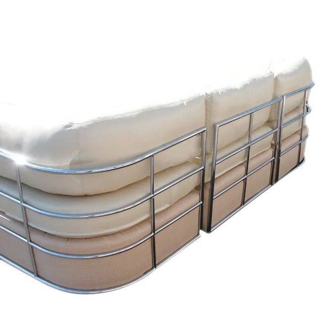 Vintage Mid-Century Chrome Pas De Urbino Style Three-Piece Sectional For Sale - Image 4 of 8